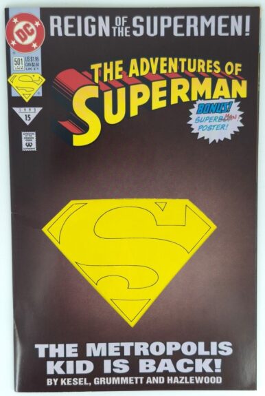 Adventures of Superman #501 (1993, DC) – 1st Appearance of Superboy, Reign of the Supermen